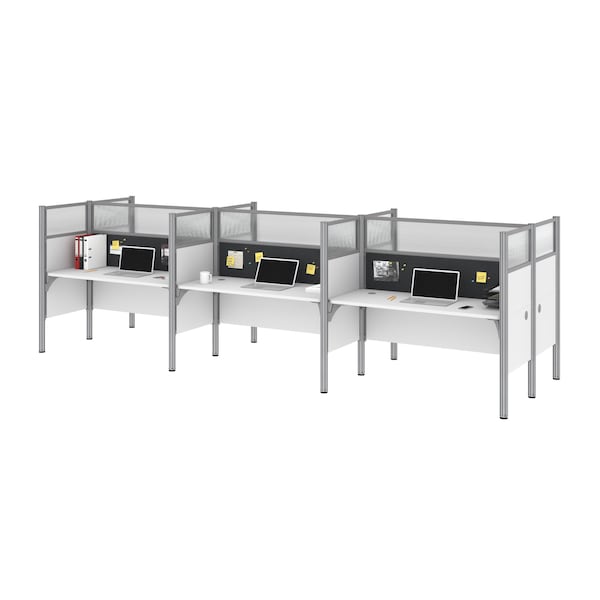 Bestar Bestar Pro-Biz 183W 6-Person Office Cubicles with Gray Tack Boards and High Privacy Panels in white 100873DG-17 - main